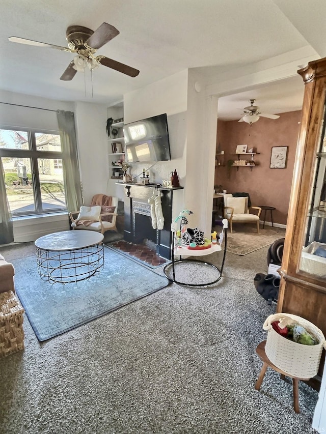 living room with carpet floors