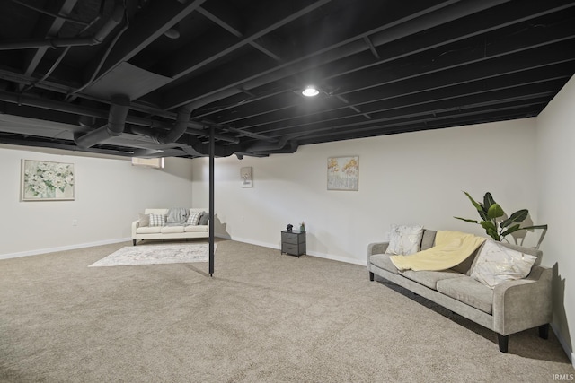 basement with carpet floors