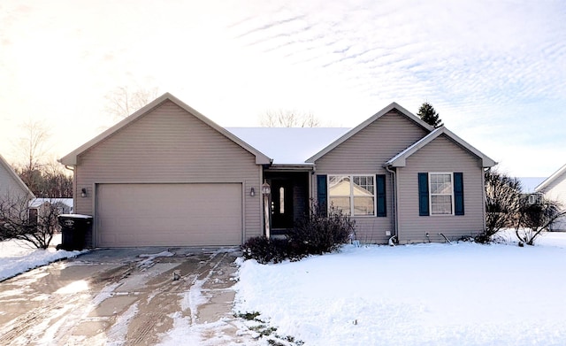 single story home featuring a garage