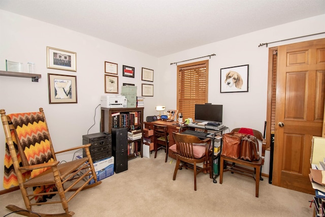 office area with light colored carpet