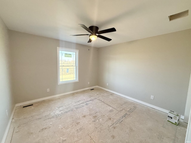 unfurnished room with ceiling fan