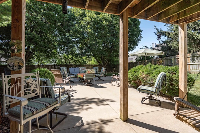 view of patio featuring an outdoor living space