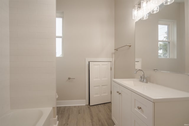 bathroom featuring vanity and wood-type flooring