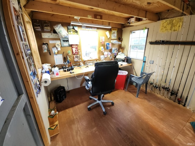 office area featuring hardwood / wood-style floors