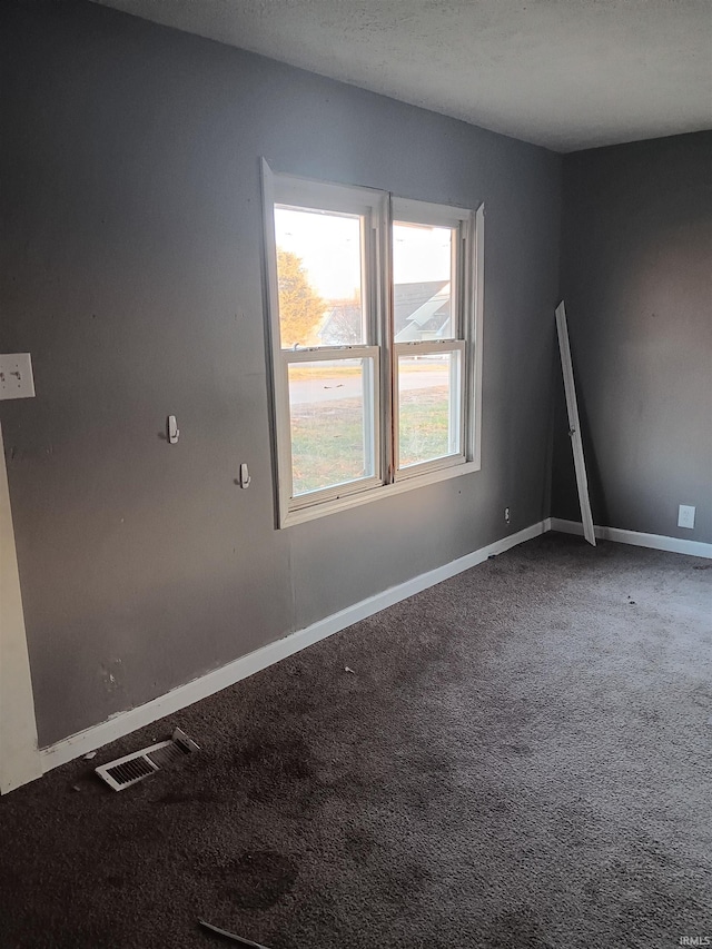 spare room with carpet and a textured ceiling