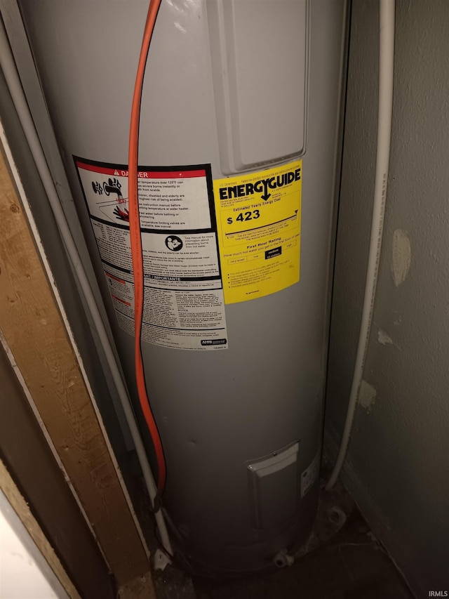 utility room featuring electric water heater