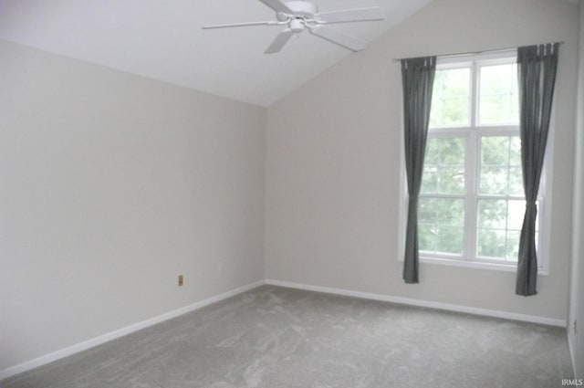 bonus room with ceiling fan, lofted ceiling, and carpet floors