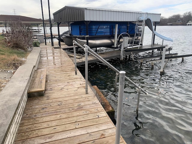 view of dock featuring a water view