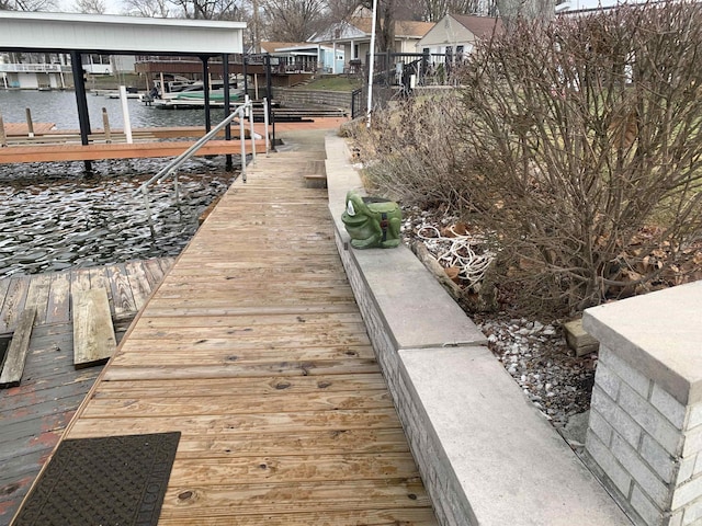 view of dock featuring a water view