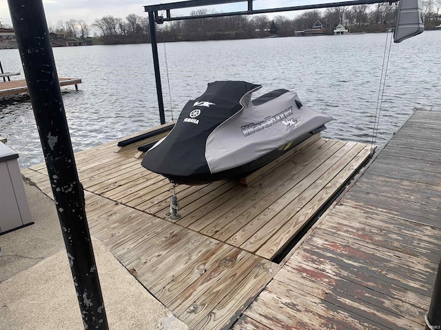 dock area with a water view