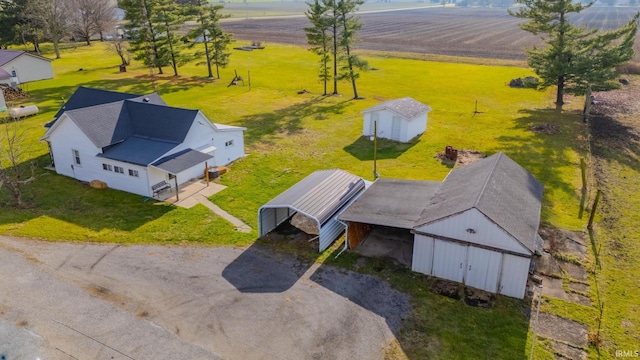 aerial view featuring a rural view