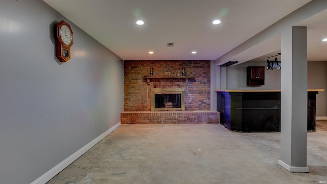 unfurnished living room with a fireplace