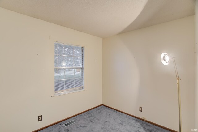 spare room with light colored carpet and a textured ceiling