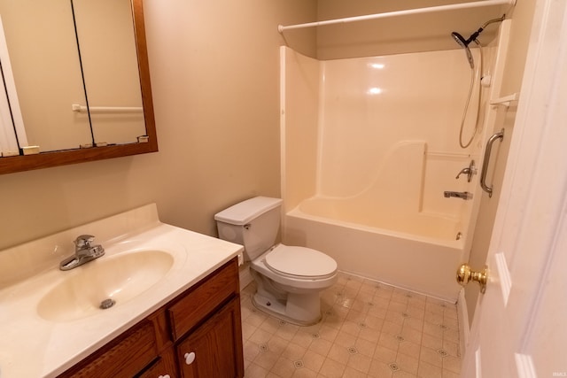 full bathroom featuring vanity, toilet, and bathtub / shower combination