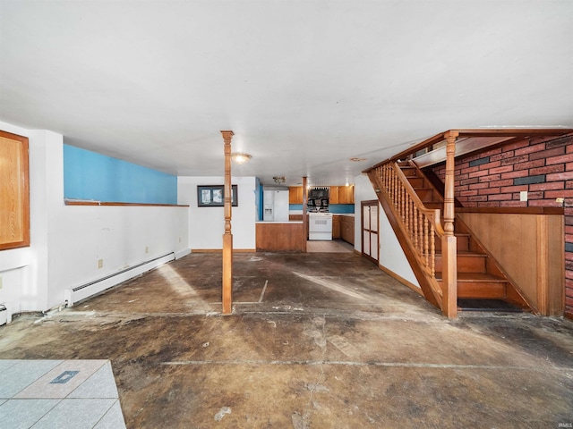 basement featuring a baseboard radiator