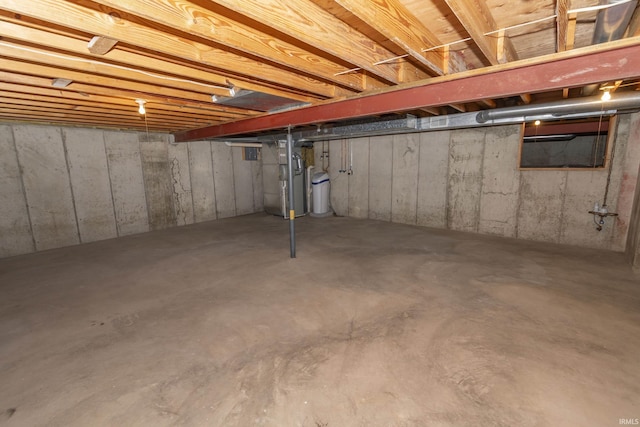 basement featuring heating unit