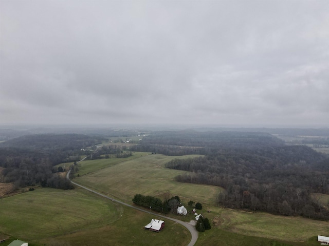 birds eye view of property featuring a rural view