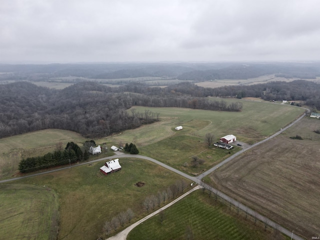 aerial view featuring a rural view