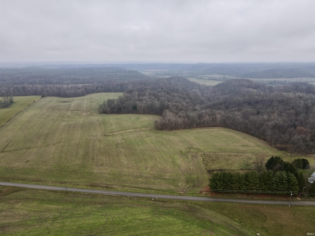 birds eye view of property with a rural view