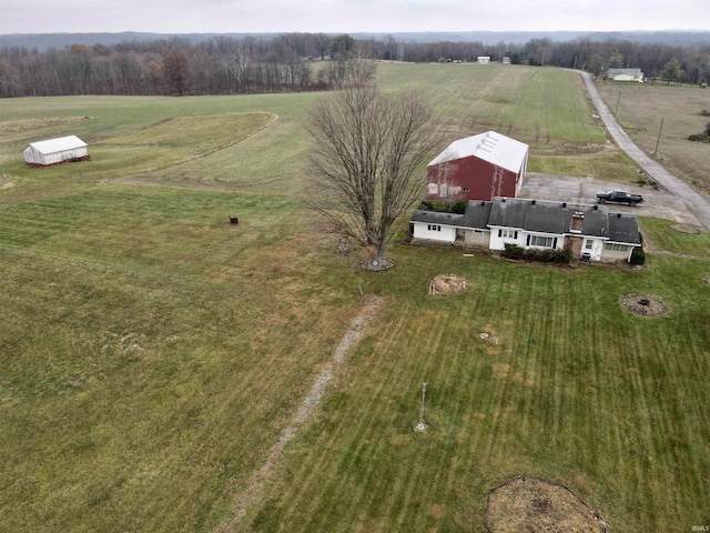 drone / aerial view with a rural view