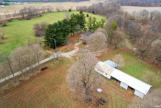 drone / aerial view with a rural view