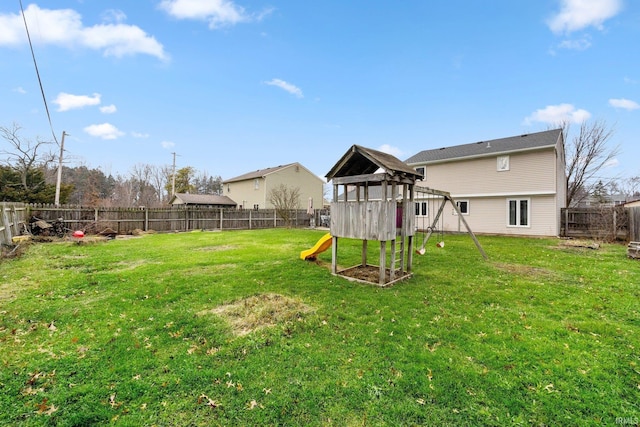 view of yard with a playground