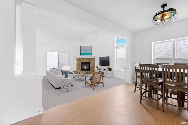 living room featuring light hardwood / wood-style flooring