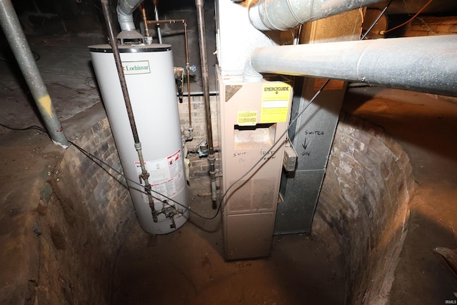 utility room with water heater