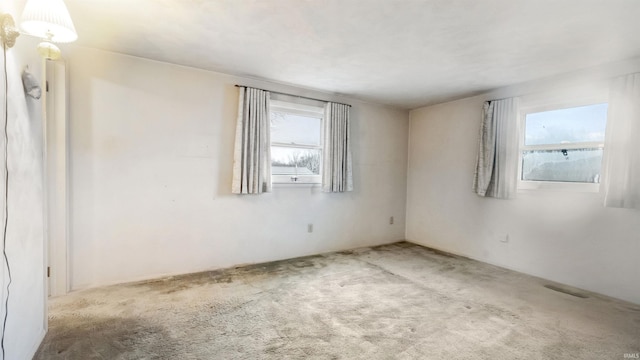 spare room with light carpet