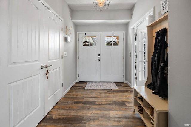 mudroom featuring dark hardwood / wood-style floors