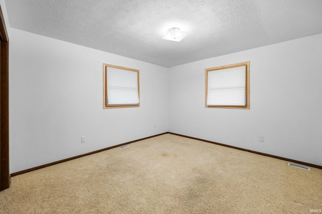 spare room with carpet floors and a textured ceiling