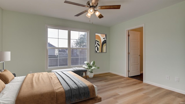 living area featuring ceiling fan and light wood-type flooring