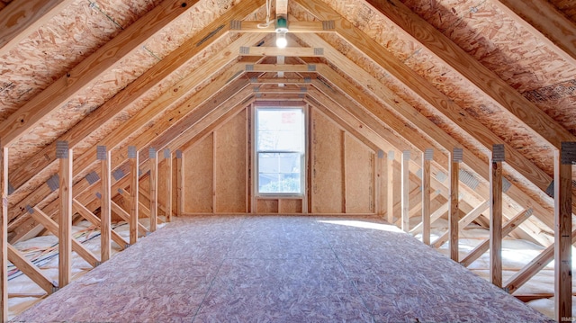 view of unfinished attic