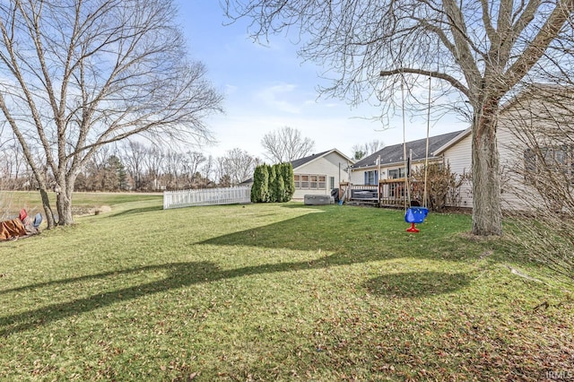 view of yard featuring a deck