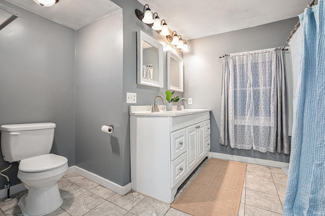 bathroom with tile patterned floors, vanity, and toilet