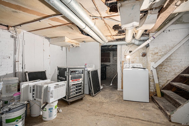 basement with independent washer and dryer