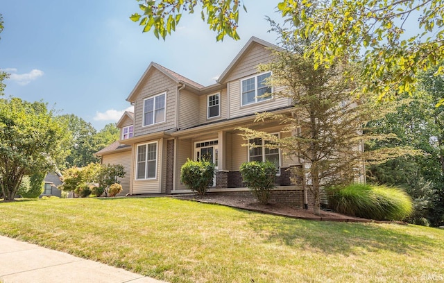 craftsman house featuring a front lawn