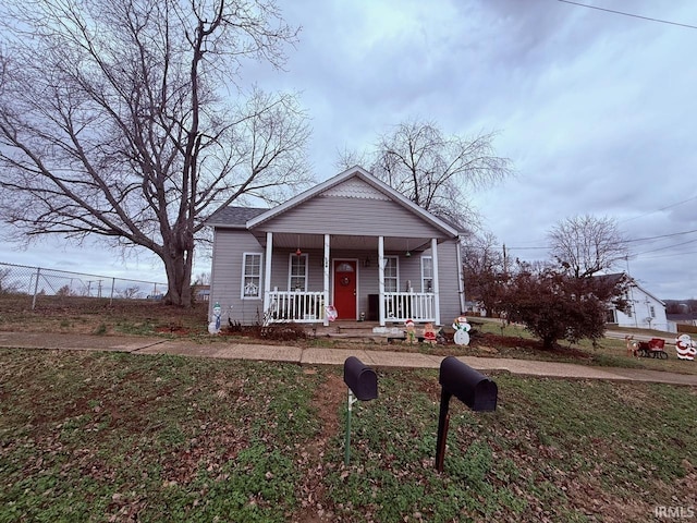 bungalow featuring a porch