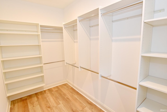 walk in closet with hardwood / wood-style floors