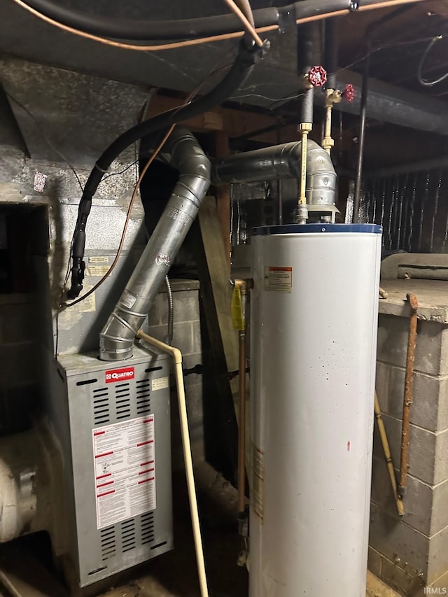 utility room with gas water heater