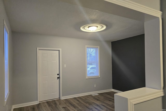 foyer entrance featuring dark wood-type flooring