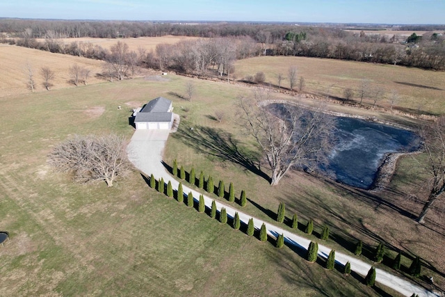 birds eye view of property featuring a rural view