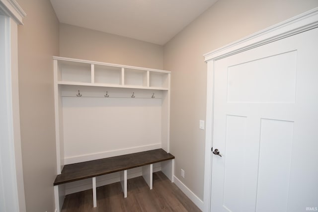 mudroom featuring dark hardwood / wood-style floors