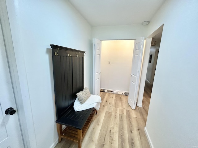 mudroom featuring light hardwood / wood-style floors