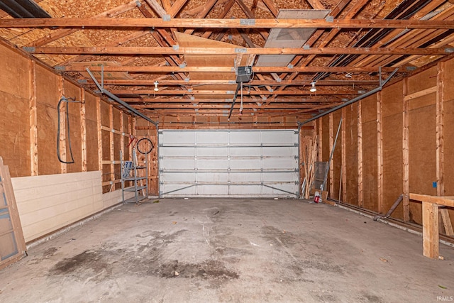 garage with a garage door opener