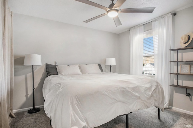 bedroom with carpet and ceiling fan