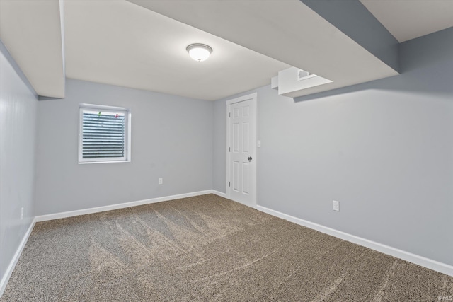 basement with carpet floors