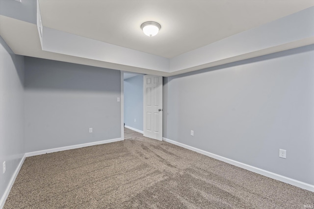 basement with carpet flooring