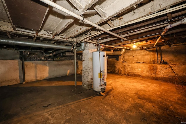 basement with gas water heater