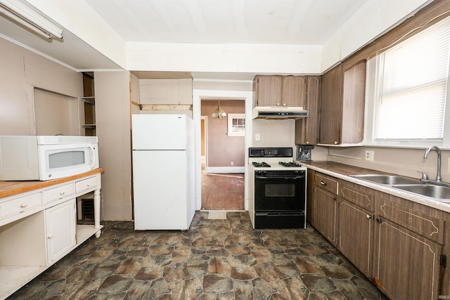 kitchen with white appliances and sink